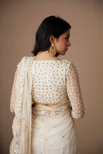 Load image into Gallery viewer, WHITE NET THREADWORK SAREE SET
