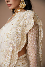 Load image into Gallery viewer, WHITE NET THREADWORK SAREE SET
