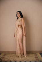 Load image into Gallery viewer, PINK JAAL WORK SAREE SET
