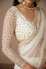 Load image into Gallery viewer, WHITE NET THREADWORK SAREE SET
