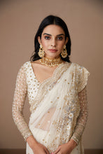 Load image into Gallery viewer, WHITE NET THREADWORK SAREE SET
