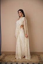 Load image into Gallery viewer, WHITE NET THREADWORK SAREE SET
