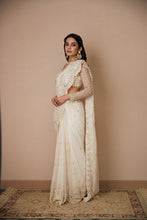 Load image into Gallery viewer, WHITE NET THREADWORK SAREE SET
