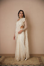 Load image into Gallery viewer, WHITE NET THREADWORK SAREE SET
