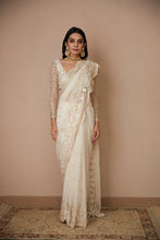 Load image into Gallery viewer, WHITE NET THREADWORK SAREE SET
