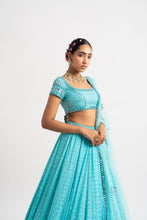 Load image into Gallery viewer, Mint Blue Single Tier Lehenga Set
