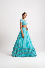 Load image into Gallery viewer, Mint Blue Single Tier Lehenga Set
