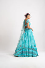 Load image into Gallery viewer, Mint Blue Single Tier Lehenga Set
