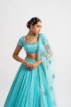 Load image into Gallery viewer, Mint Blue Single Tier Lehenga Set
