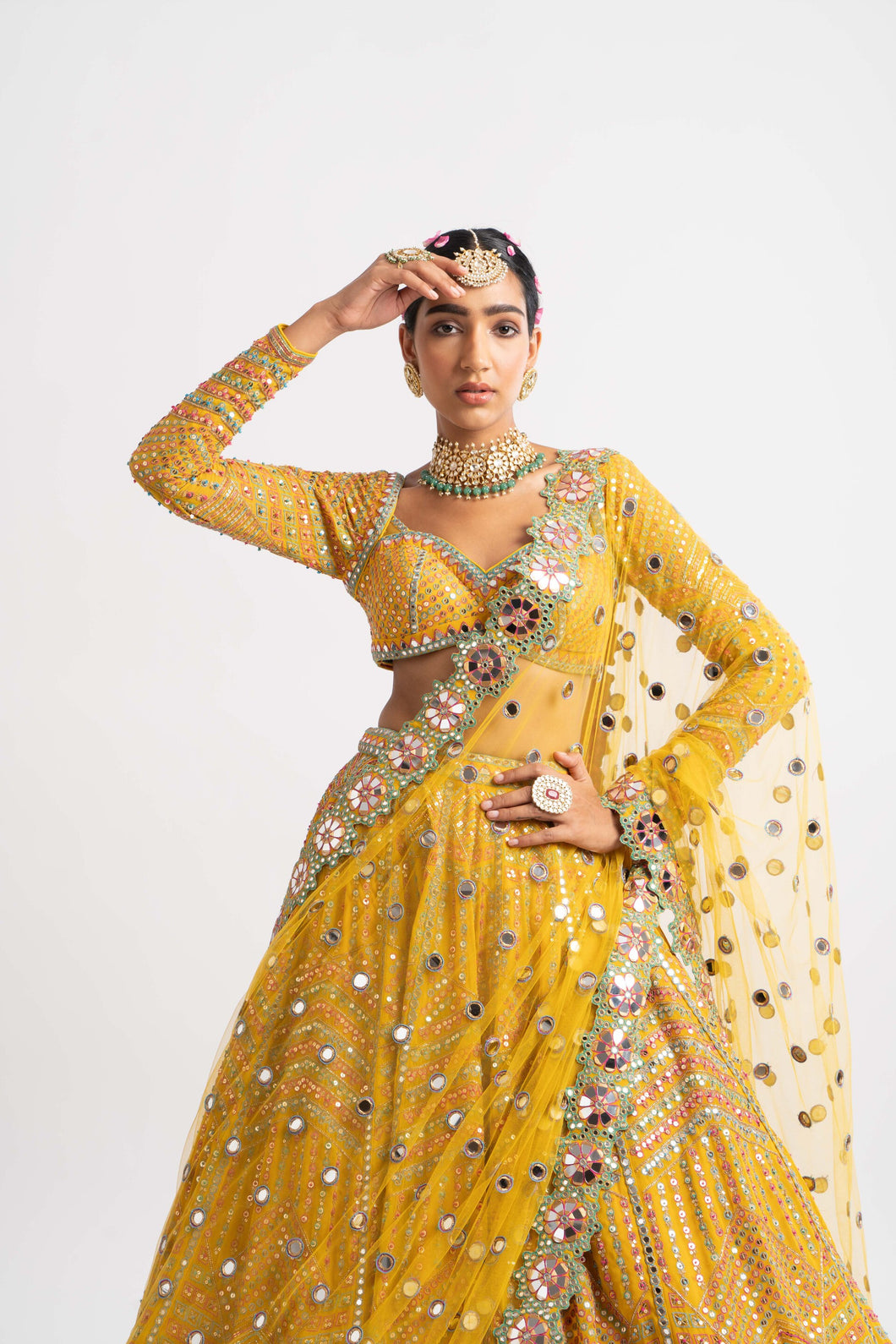 Yellow Heavy Multi Color Lehenga Set