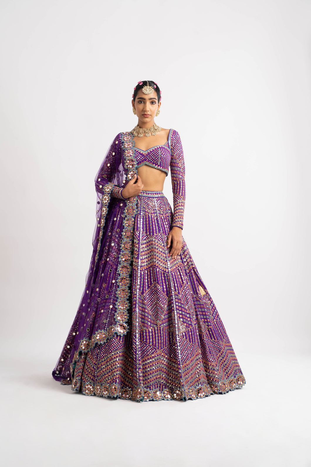 Purple Heavy Multi Color Lehenga Set