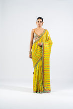 Load image into Gallery viewer, MOSS GREEN MIRROR SAREE WITH METALLIC BLOUSE
