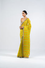 Load image into Gallery viewer, MOSS GREEN MIRROR SAREE WITH METALLIC BLOUSE
