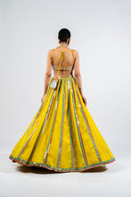 Load image into Gallery viewer, MOSS GREEN MIRROR SEAM LEHENGA SET WITH METALLIC BLOUSE
