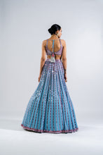 Load image into Gallery viewer, ICE BLUE MIRROR SEAM LEHENGA SET
