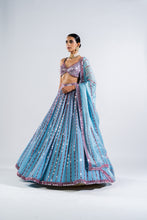 Load image into Gallery viewer, ICE BLUE MIRROR SEAM LEHENGA SET
