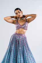 Load image into Gallery viewer, ICE BLUE MIRROR SEAM LEHENGA SET
