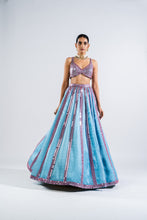 Load image into Gallery viewer, ICE BLUE MIRROR SEAM LEHENGA SET
