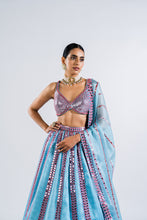 Load image into Gallery viewer, ICE BLUE MIRROR SEAM LEHENGA SET
