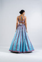 Load image into Gallery viewer, ICE BLUE MIRROR SEAM LEHENGA SET
