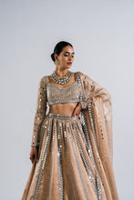 Load image into Gallery viewer, BEIGE MIRROR SEAM LEHENGA SET.
