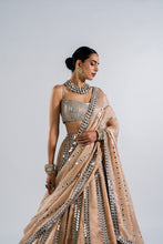 Load image into Gallery viewer, BEIGE MIRROR SEAM LEHENGA  WITH MIRROR BLOUSE
