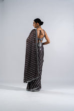 Load image into Gallery viewer, CHARCOAL GREY HEAVY MIRROR WORK SAREE WITH METALLIC BLOUSE
