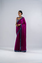 Load image into Gallery viewer, POP WINE SATIN CHIFFON SAREE SET
