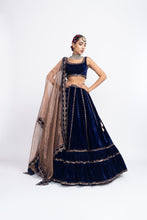 Load image into Gallery viewer, Navy blue double tier lehnga set
