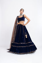 Load image into Gallery viewer, Navy blue double tier lehnga set
