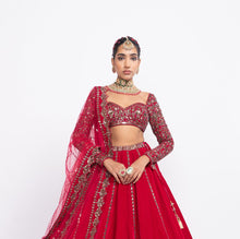 Load image into Gallery viewer, Red double tier lehnga set

