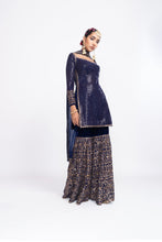 Load image into Gallery viewer, Navy blue kurta sharara set
