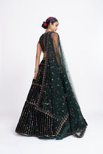 Load image into Gallery viewer, Deep green full tier lehnga set
