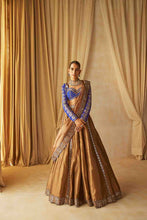 Load image into Gallery viewer, Royal Blue Mirror Work Blouse Saree Set

