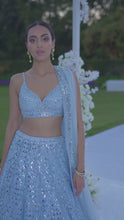 Load and play video in Gallery viewer, Powder Blue Mirror Work Lehenga Set
