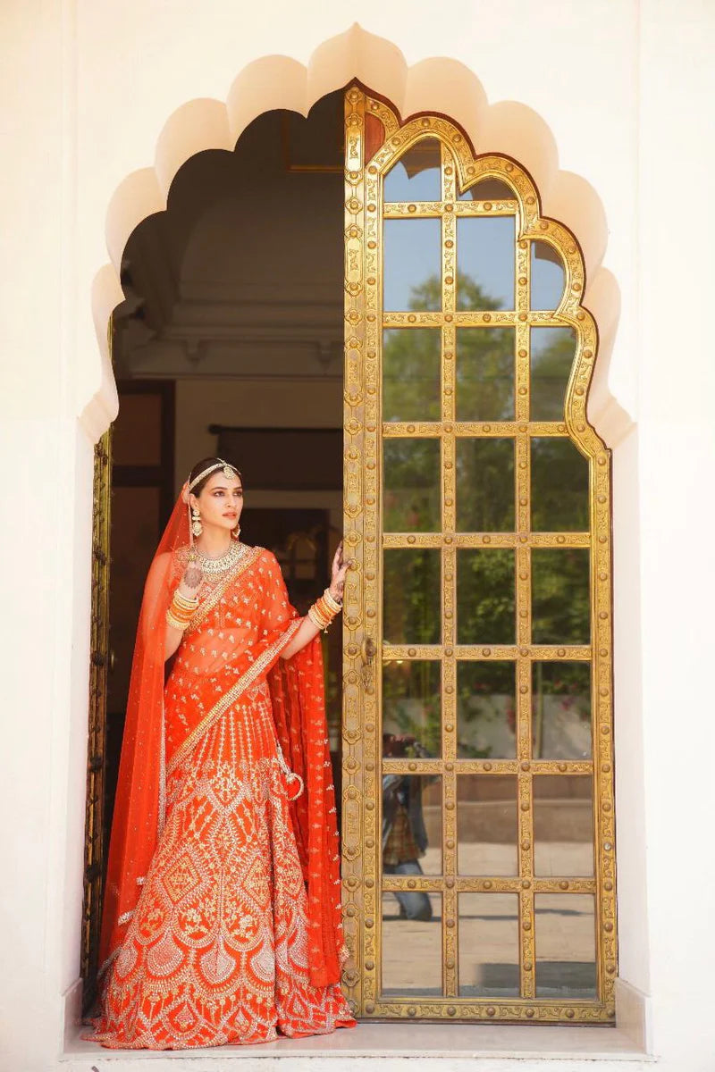 Burnt orange gotta Patti lehenga