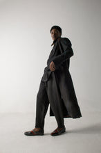 Load image into Gallery viewer, Black long overcoat with Loose Weave Sleeves
